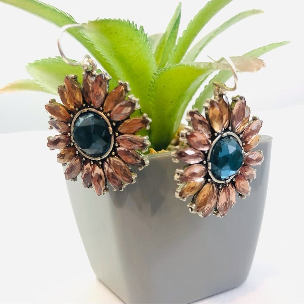 Sunflower Burst Cut Glass Earrings - Picture 10 of 16